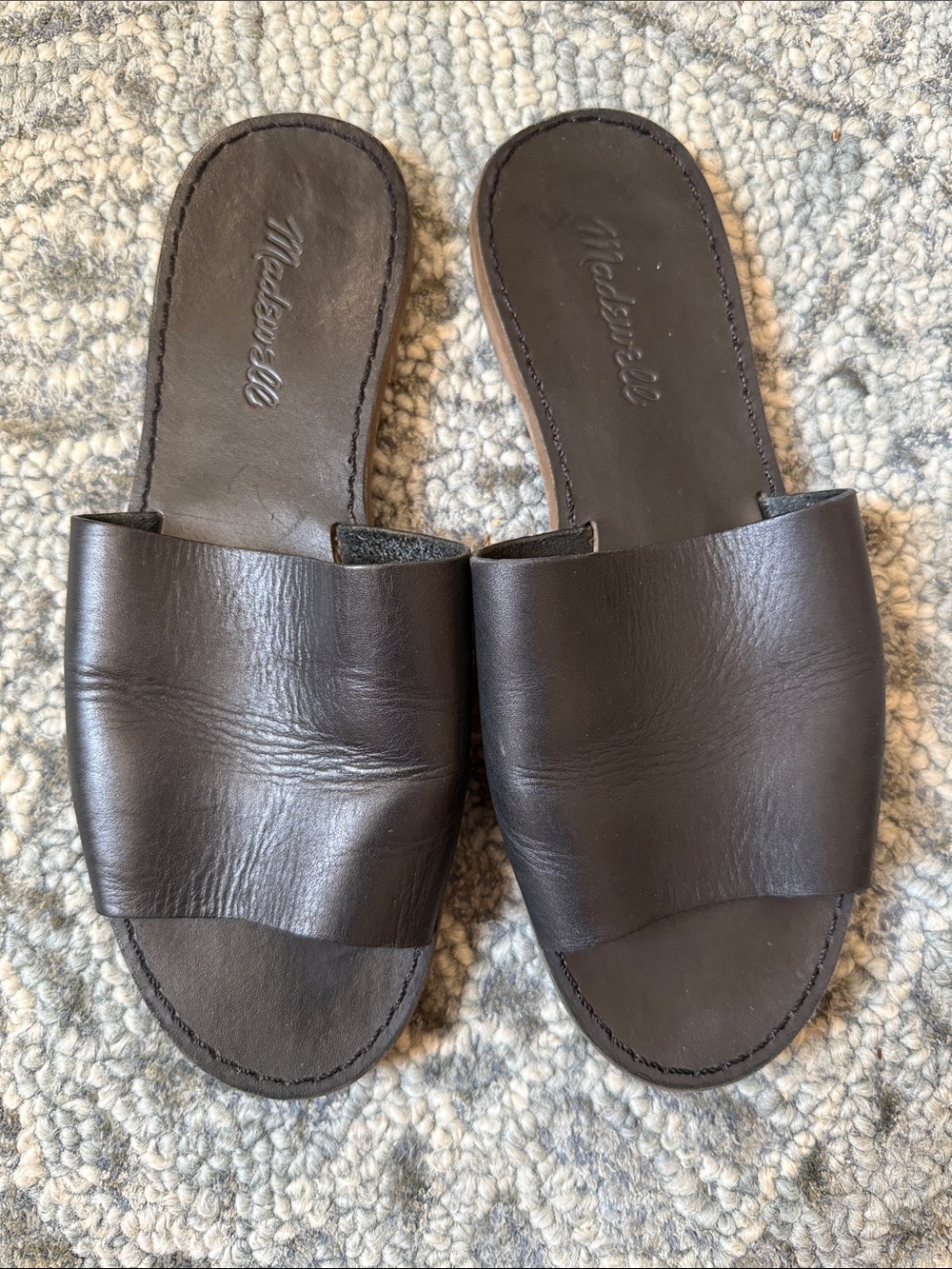 Madewell Black Leather Slide Slip On Sandals Sz 7